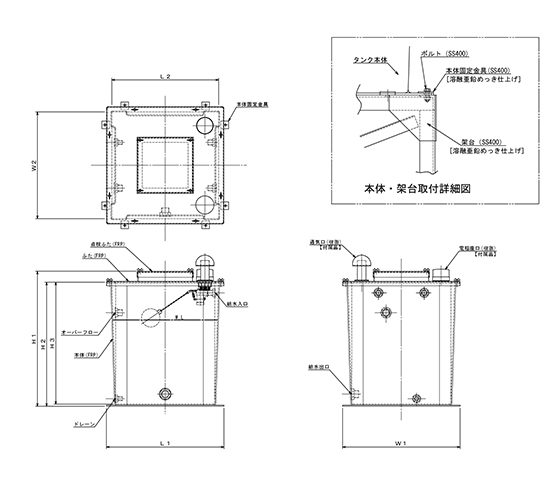 FRP製消火用補給水タンク　FRS-ETN型